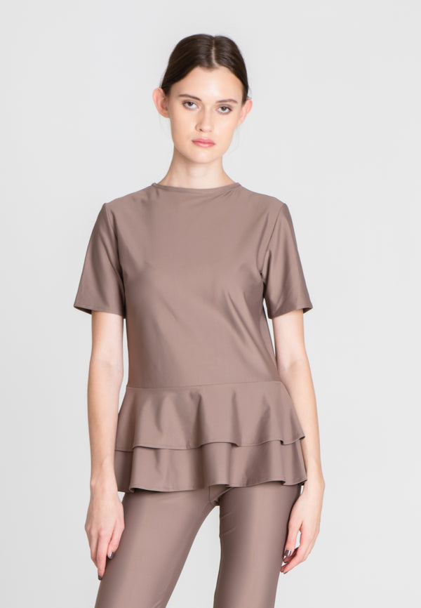 The Flounce Sport Top - Warm Taupe - SS23