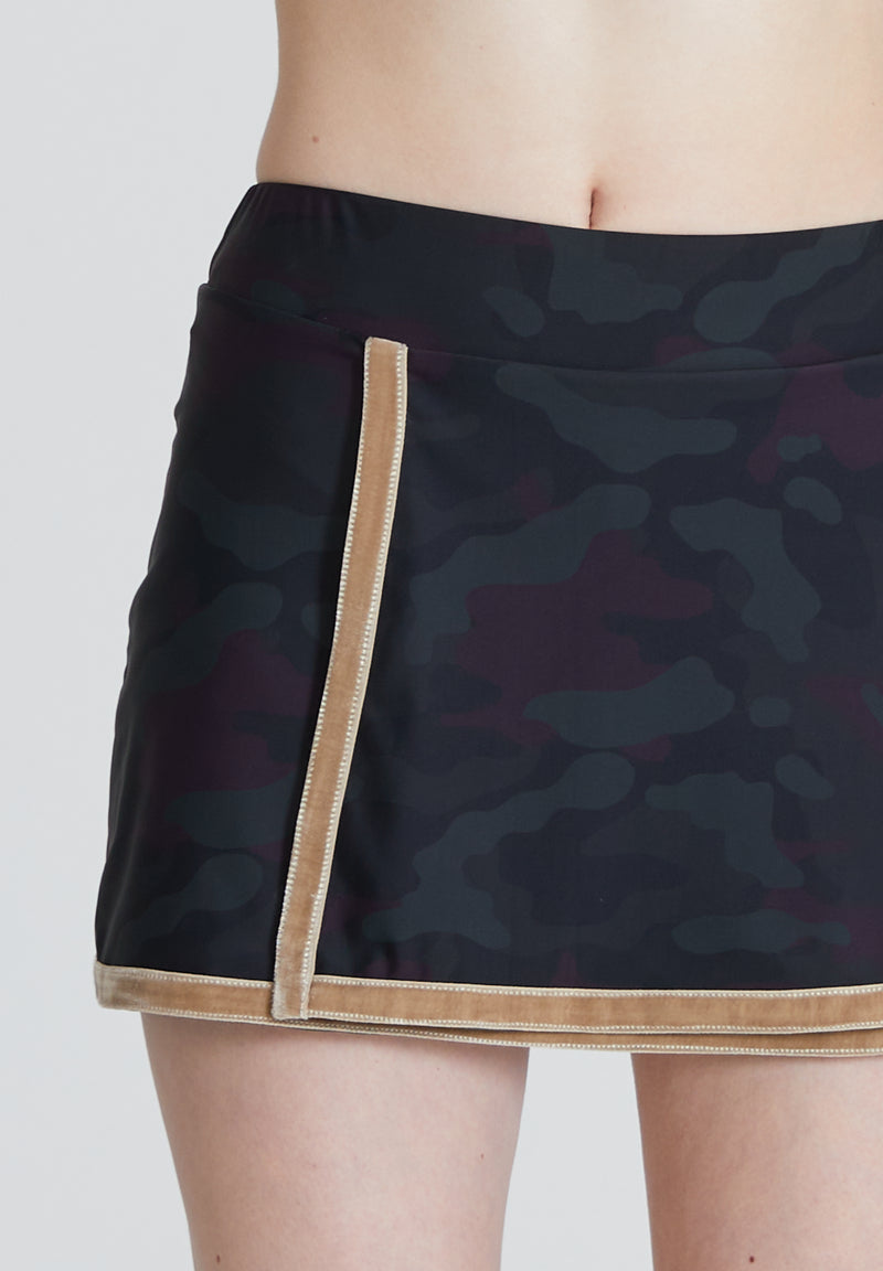 Le Club Tennis Skirt Velvet Green Camo Atelier Capri