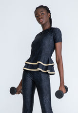 The Flounce Sport Top  w gold