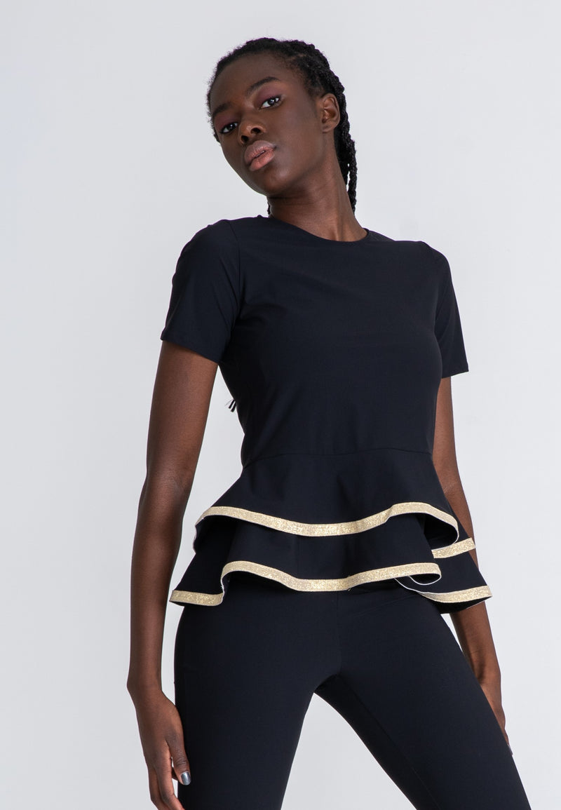 The Flounce Sport Top  w Gold
