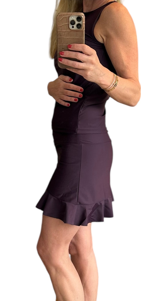 The Flounce Tennis Skirt - Aubergine